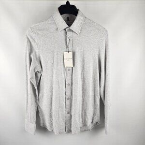 Report Collection Men Medium Gray Lux Knit 4-Way Stretch L/S Button Up NWT